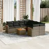 Image de vidaXL Salon de jardin 9 pcs avec coussins gris résine tressée