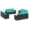 Image de vidaXL Salon de Jardin avec Coussins 12 pcs Noir résine tressée