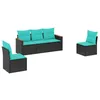 Image de vidaXL Salon de Jardin 5 pcs avec Coussins Noir résine tressée