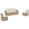 Image de vidaXL Salon de Jardin avec Coussins 5 pcs Beige résine tressée