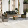 Image de vidaXL Salon de jardin 6 pcs avec coussins gris résine tressée