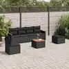 Image de vidaXL Salon de jardin 7 pcs avec coussins noir résine tressée