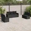 Image de vidaXL Salon de jardin 7 pcs avec coussins noir résine tressée
