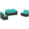 Image de vidaXL Salon de Jardin 7 pcs avec Coussins Noir résine tressée