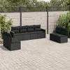 Image de vidaXL Salon de jardin 8 pcs avec coussins noir résine tressée