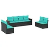 Image de vidaXL Salon de Jardin 8 pcs avec Coussins Noir résine tressée