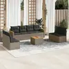 Image de vidaXL Salon de jardin 9 pcs avec coussins gris résine tressée