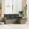Image de vidaXL Salon de jardin 4 pcs avec coussins gris résine tressée
