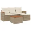 Image de vidaXL Salon de Jardin avec Coussins 5 pcs, Canapés de Terrasse, Ensemble de Meubles de Patio, Mobilier d'Extérieur, Beige Résine Tressée