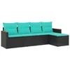 Image de vidaXL Salon de Jardin 5 pcs avec Coussins Noir résine tressée