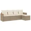 Image de vidaXL Salon de Jardin avec Coussins 5 pcs, Canapés de Terrasse, Ensemble de Meubles de Patio, Mobilier d'Extérieur, Beige Résine Tressée