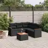 Image de vidaXL Salon de jardin 6 pcs avec coussins noir résine tressée
