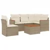 Image de vidaXL Salon de Jardin avec Coussins 6 pcs Beige résine tressée