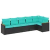 Image de vidaXL Salon de Jardin 6 pcs avec Coussins Noir résine tressée