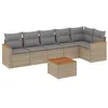 Image de vidaXL Salon de Jardin avec Coussins 7 pcs, Canapés de Terrasse, Ensemble de Meubles de Patio, Mobilier d'Extérieur, Mélange Beige Résine Tressée