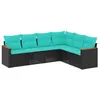 Image de vidaXL Salon de Jardin 6 pcs avec Coussins Noir résine tressée