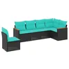 Image de vidaXL Salon de Jardin 6 pcs avec Coussins Noir résine tressée