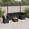 Image de vidaXL Salon de jardin 7 pcs avec coussins noir résine tressée