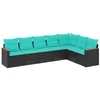 Image de vidaXL Salon de Jardin 7 pcs avec Coussins Noir résine tressée