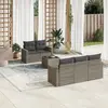 Image de vidaXL Salon de jardin 6 pcs avec coussins gris résine tressée