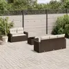 Image de vidaXL Salon de jardin avec coussins 6 pcs marron résine tressée