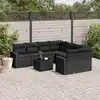 Image de vidaXL Salon de jardin 9 pcs avec coussins noir résine tressée
