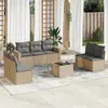 Image de vidaXL Salon de jardin avec coussins 8 pcs beige résine tressée