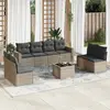 Image de vidaXL Salon de jardin avec coussins 9 pcs beige résine tressée