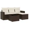 Image de vidaXL Salon de Jardin avec Coussins 5 pcs, Canapés avec Pieds Réglables, Ensemble de Meubles d'Extérieur Patio Terrasse, Marron Résine Tressée