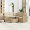 Image de vidaXL Salon de jardin avec coussins 6 pcs beige résine tressée