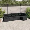 Image de vidaXL Salon de jardin 6 pcs avec coussins noir résine tressée