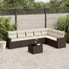Image de vidaXL Salon de jardin 8 pcs avec coussins marron résine tressée