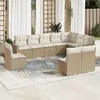 Image de vidaXL Salon de jardin avec coussins 10 pcs beige résine tressée