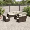 Image de vidaXL Salon de jardin avec coussins 12 pcs marron résine tressée
