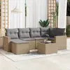 Image de vidaXL Salon de jardin avec coussins 7 pcs beige résine tressée