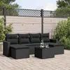 Image de vidaXL Salon de jardin 7 pcs avec coussins noir résine tressée