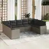 Image de vidaXL Salon de jardin 9 pcs avec coussins gris résine tressée