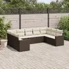 Image de vidaXL Salon de jardin avec coussins 9 pcs marron résine tressée