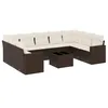 Image de vidaXL Salon de Jardin avec Coussins 10 pcs, Canapés de Terrasse, Ensemble de Meubles de Patio, Mobilier d'Extérieur, Marron Résine Tressée