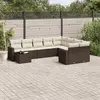 Image de vidaXL Salon de jardin 10 pcs avec coussins marron résine tressée
