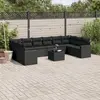 Image de vidaXL Salon de jardin 11 pcs avec coussins noir résine tressée