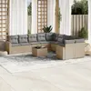 Image de vidaXL Salon de jardin 11 pcs avec coussins beige résine tressée