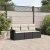 Image de vidaXL Salon de jardin 3 pcs avec coussins noir résine tressée