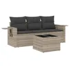 Image de vidaXL Salon de Jardin avec Coussins 4 pcs, Canapés de Terrasse, Ensemble de Meubles de Patio, Mobilier d'Extérieur, Gris Clair Résine Tressée