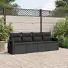 Image de vidaXL Salon de jardin 4 pcs avec coussins noir résine tressée
