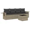 Image de vidaXL Salon de Jardin avec Coussins 5 pcs, Canapés de Terrasse, Ensemble de Meubles de Patio, Mobilier d'Extérieur, Gris Clair Résine Tressée