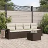 Image de vidaXL Salon de jardin avec coussins 5 pcs marron résine tressée