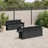 Image de vidaXL Salon de jardin 7 pcs avec coussins noir résine tressée