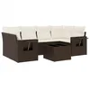Image de vidaXL Salon de Jardin avec Coussins 7 pcs, Canapés de Patio, Ensemble de Meubles, Mobilier de Terrasse Extérieur, Marron Résine Tressée