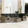 Image de vidaXL Salon de jardin 8 pcs avec coussins gris résine tressée